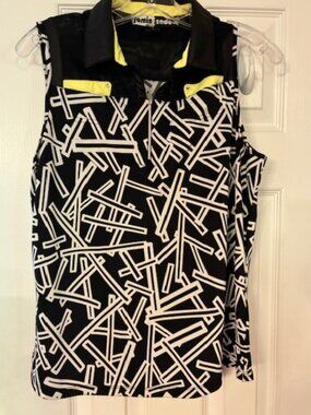 Jamie Sadock Women's Sleeveless 1/4 zip Golf Tennis Pickleball Top Shirt Size L